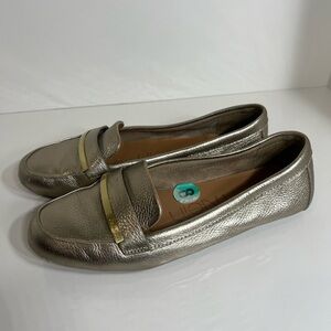 Calvin Klein Gold Slip On Leather Loafers Moccasins Shoes Women's Size 8